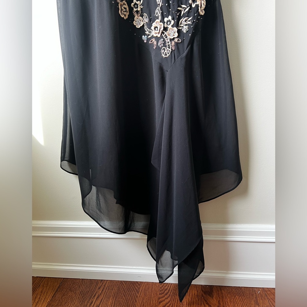 Whimsigoth Fairy Grunge Asymmetric Dress 3D Floral Embroidered Beaded Sequins 18 - Picture 5 of 9